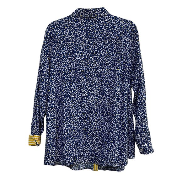 J. McLaughlin LOIS Button Down Women's Shirt Blue and White Floral Size XL - Picture 2 of 6